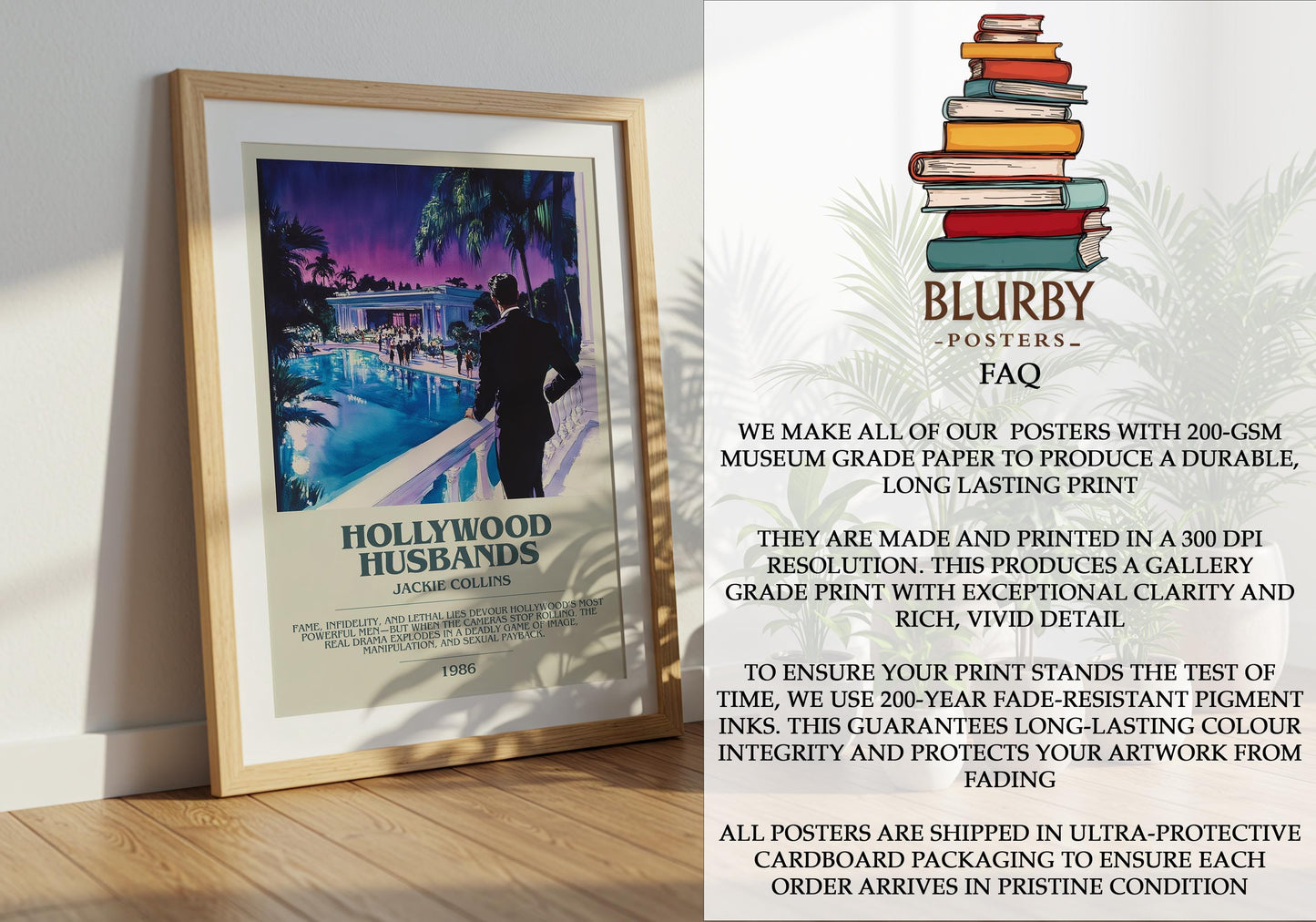 Hollywood Husbands by Jackie Collins | Descriptive Modern Book Art | Poster