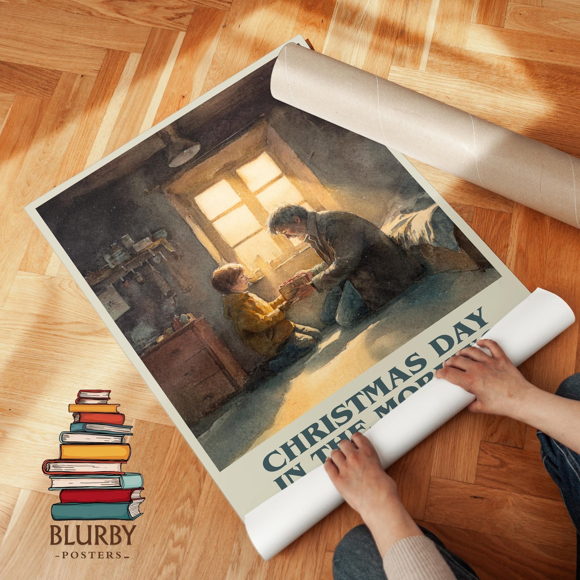 Christmas Day in the Morning book poster packaging – museum-quality print rolled in protective tube