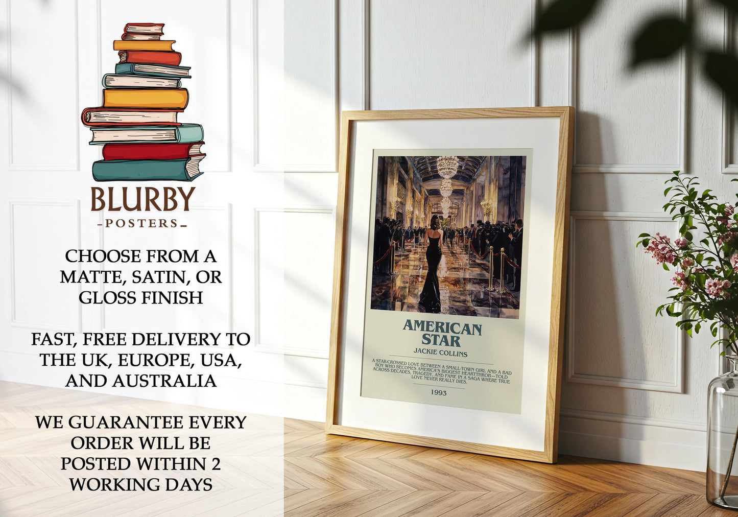 American Star by Jackie Collins | Descriptive Modern Book Art | Poster