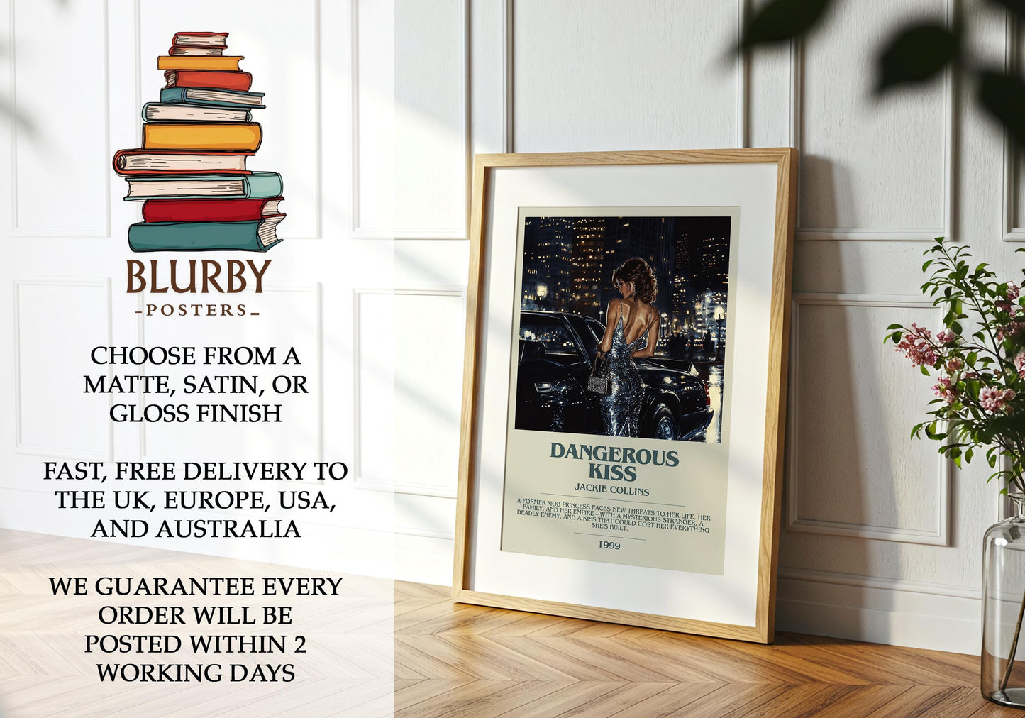 Dangerous Kiss by Jackie Collins | Descriptive Modern Book Art | Poster