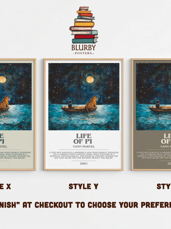 Life of Pi bookish poster colour and style options – Yann Martel book art