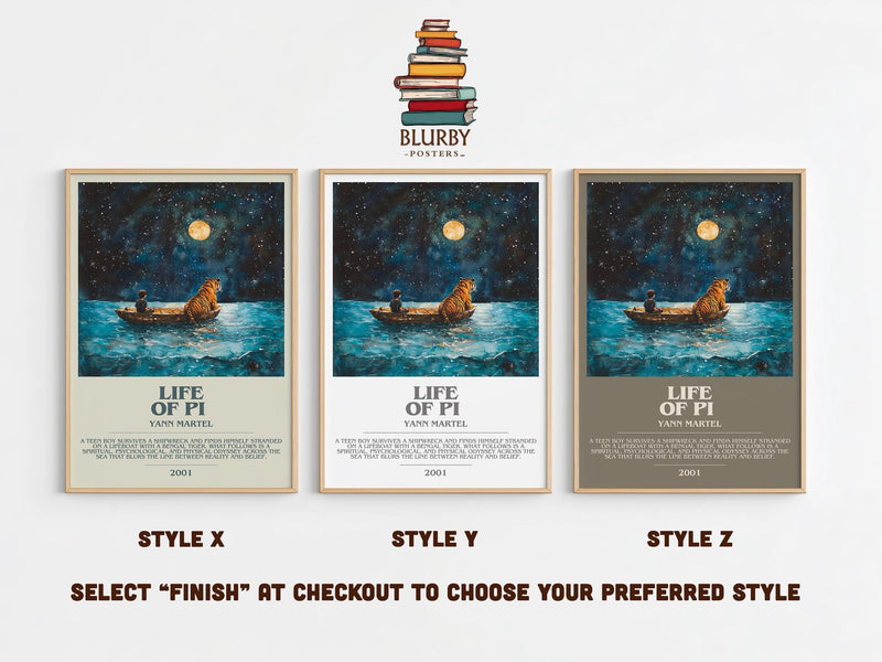 Life of Pi bookish poster colour and style options – Yann Martel book art
