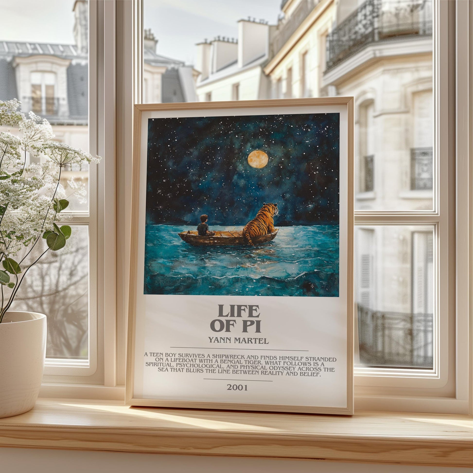 Life of Pi bookish print framed by window – literary home decor
