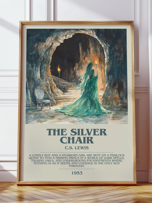 The Silver Chair bookish print in frame leaning in hallway – childrens wall art