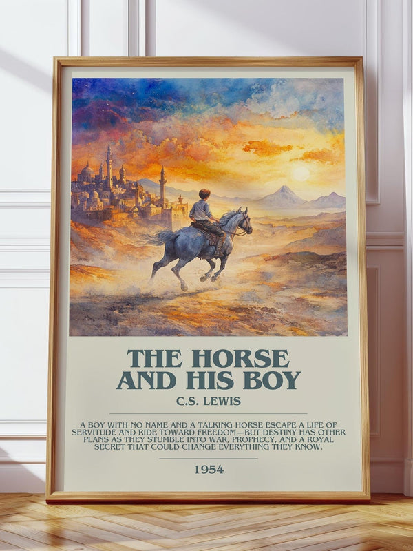 The Horse and his Boy bookish print in frame leaning in hallway – childrens wall art