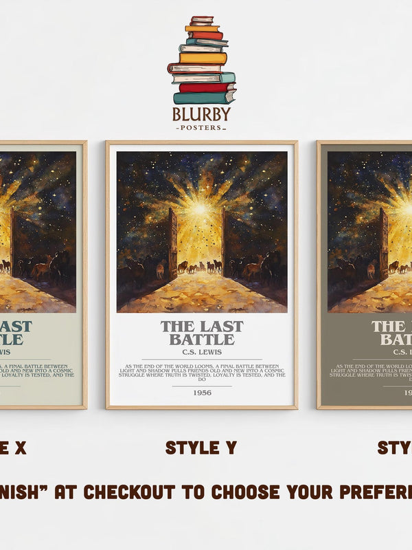The Last Battle bookish poster colour and style options – C. S. Lewis book art