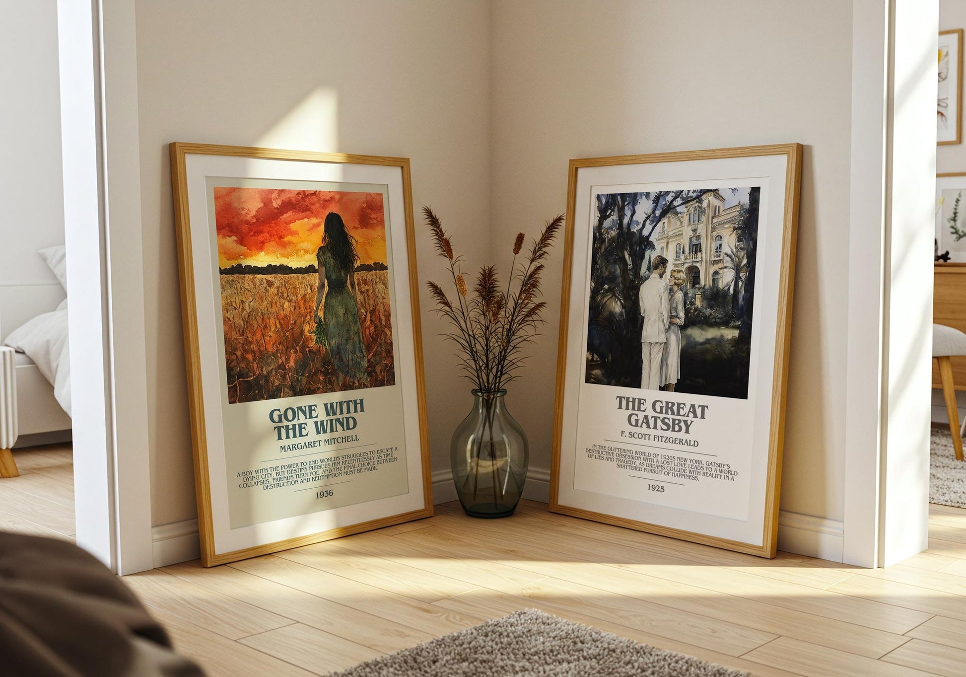 Gone with the Wind bookish poster paired in gallery wall – literary art prints