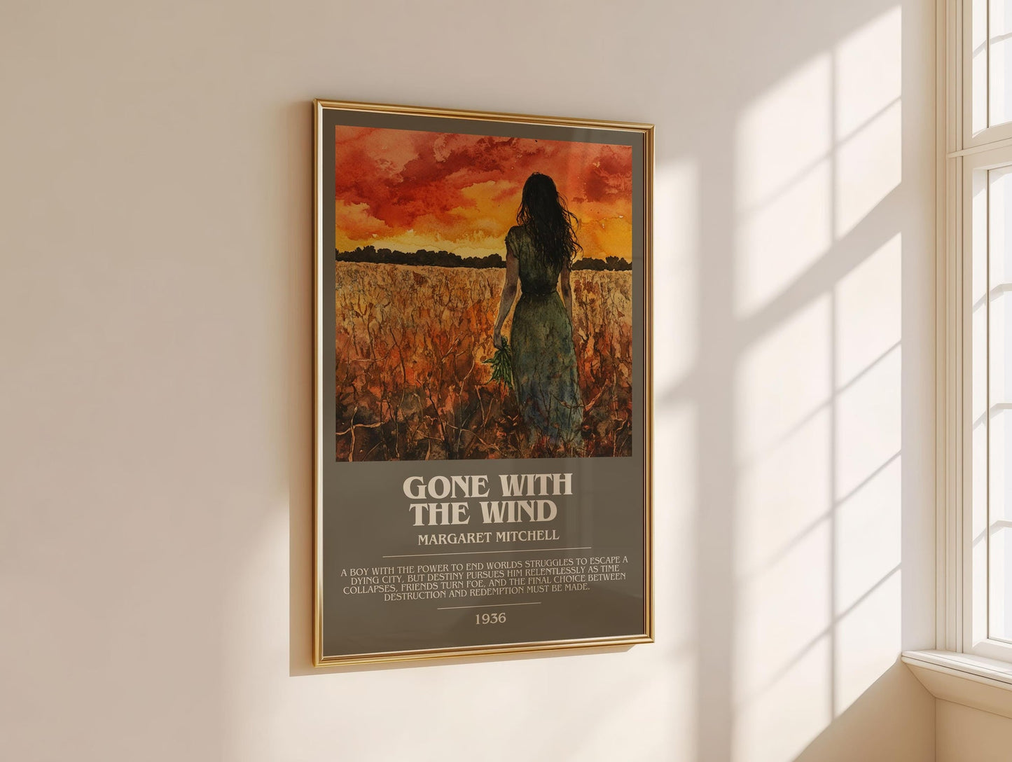 Gone with the Wind bookish book poster framed on wall – historical fiction wall art