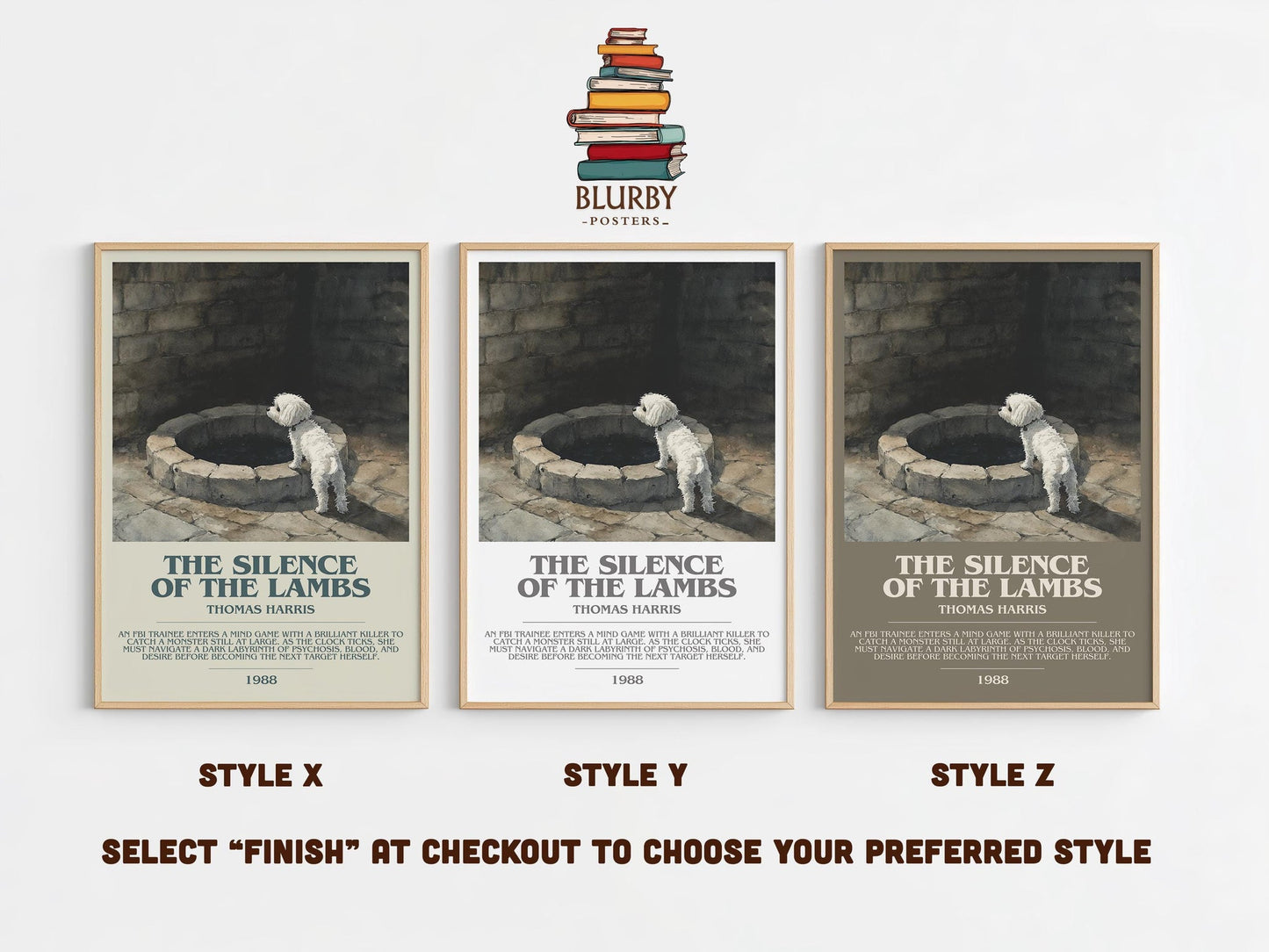 The Silence of the Lambs bookish poster colour and style options – Thomas Harris book art