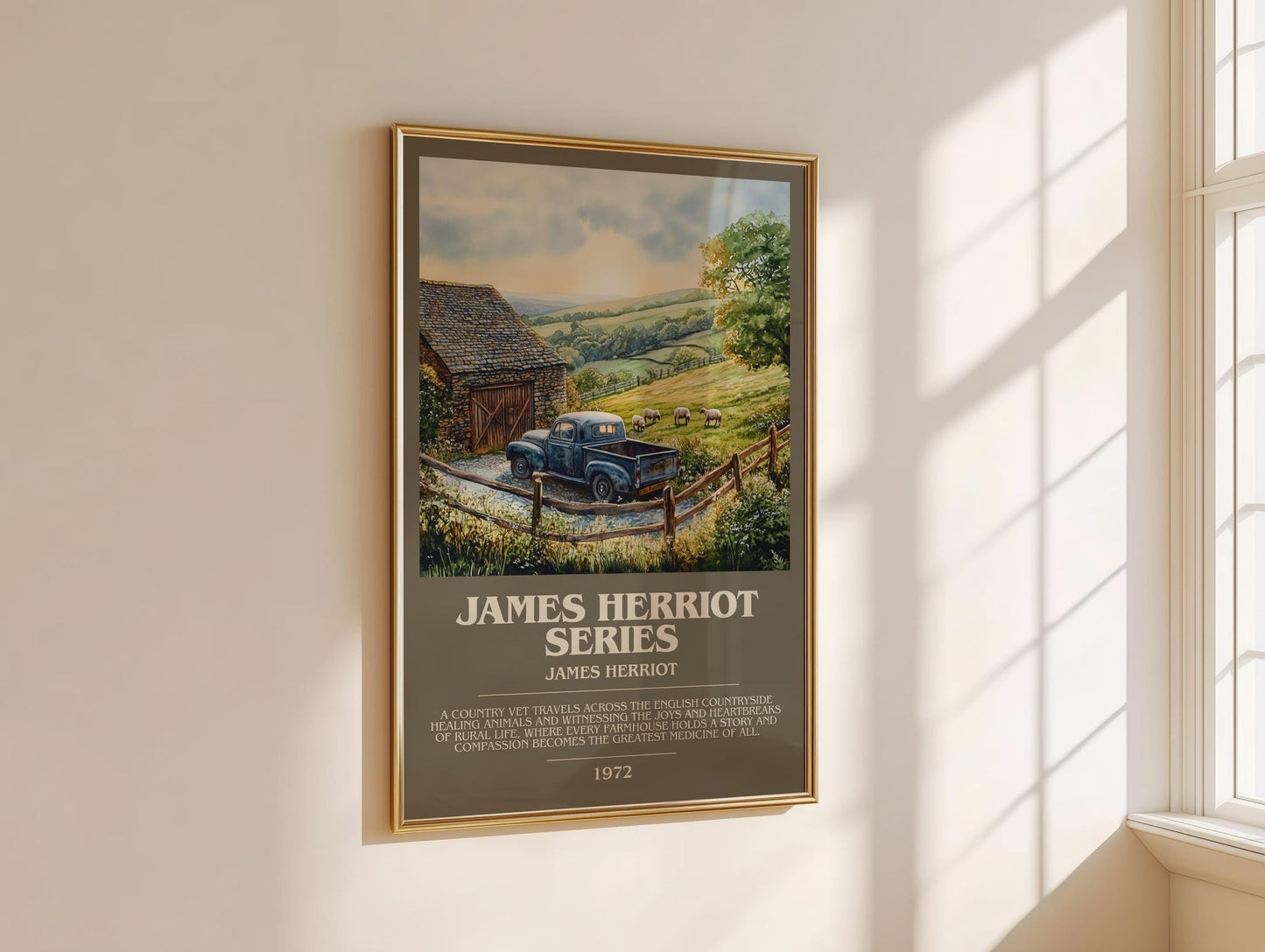 James Herriot Series bookish book poster framed on wall – memoir wall art