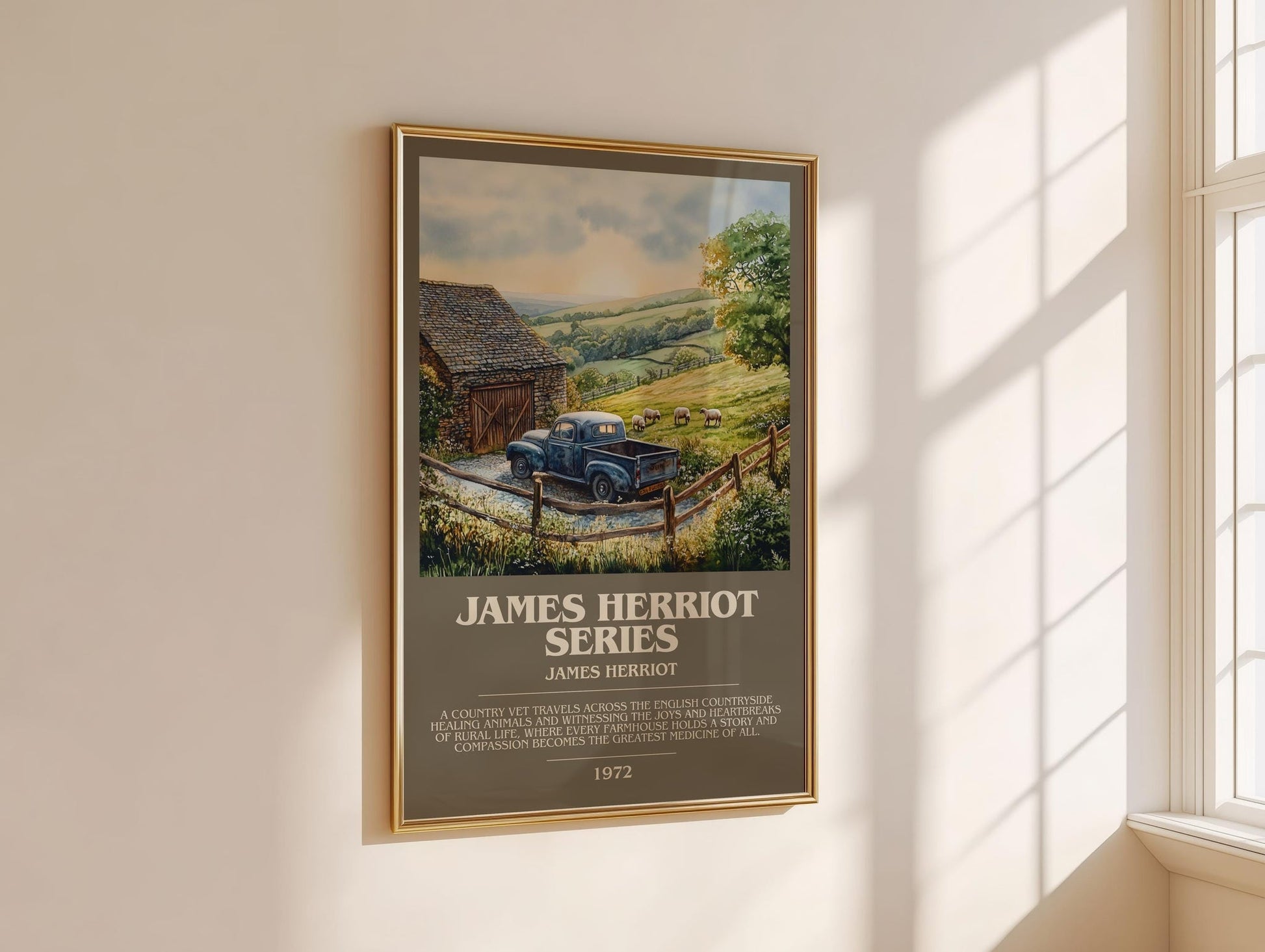 James Herriot Series bookish book poster framed on wall – memoir wall art