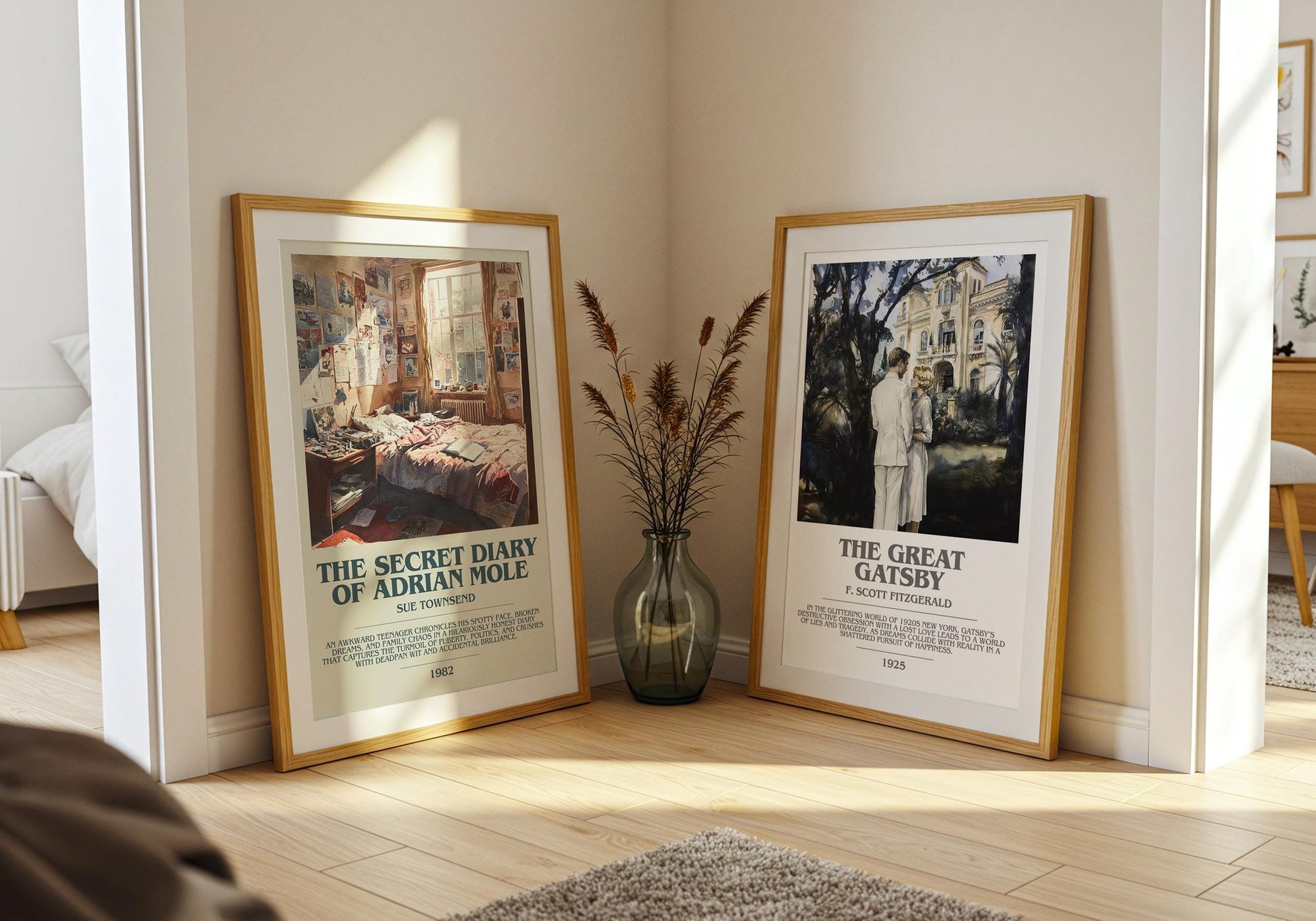 The Secret Diary Of Adrian Mole bookish poster paired in gallery wall – literary art prints