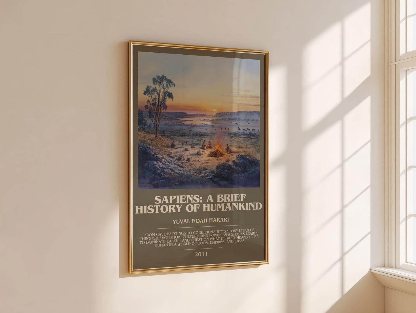 Sapiens: A Brief History of Humankind bookish book poster framed on wall – non fiction wall art