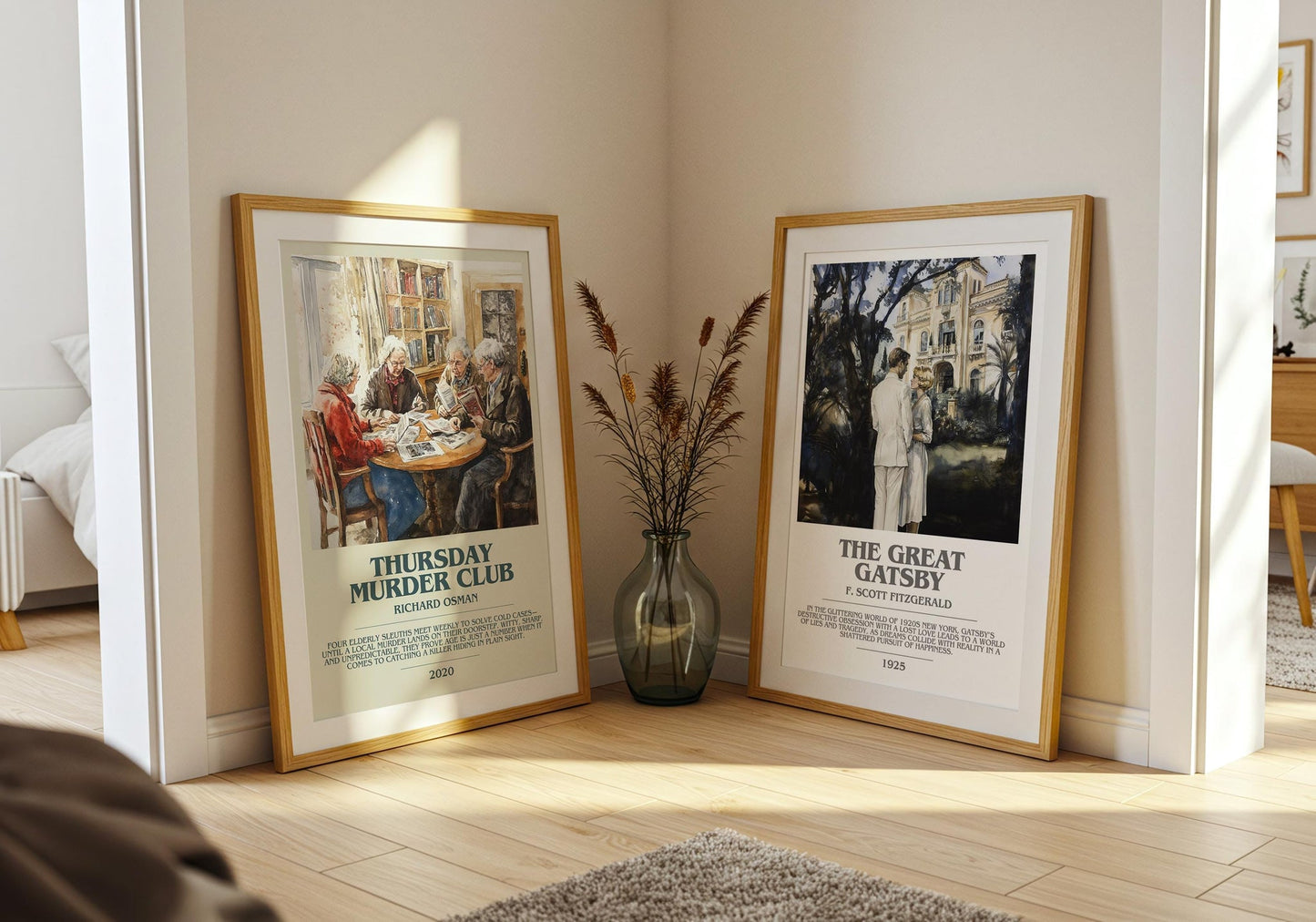 Thursday Murder Club bookish poster paired in gallery wall – literary art prints