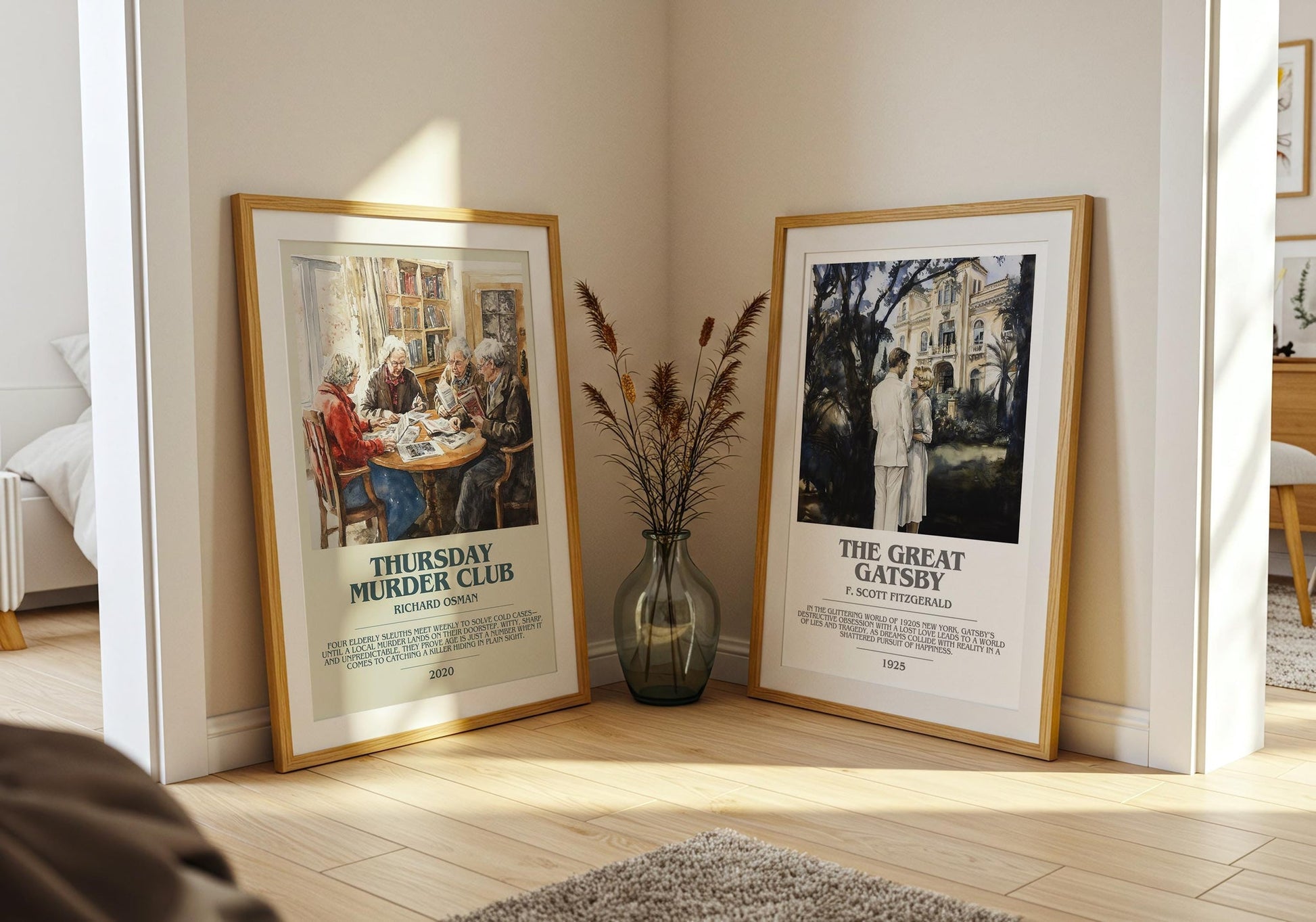 Thursday Murder Club bookish poster paired in gallery wall – literary art prints