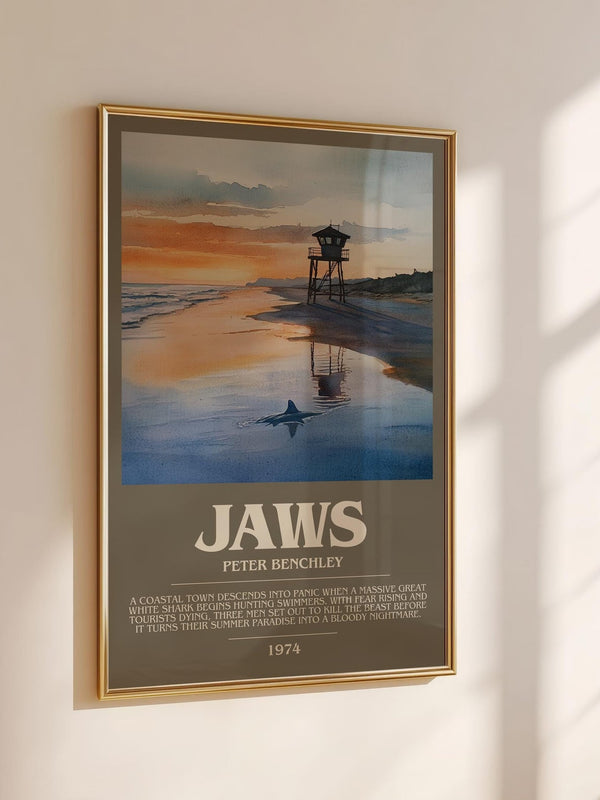 Jaws bookish book poster framed on wall – thriller wall art