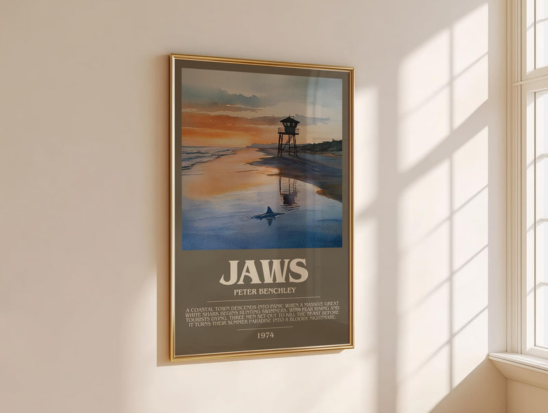 Jaws bookish book poster framed on wall – thriller wall art