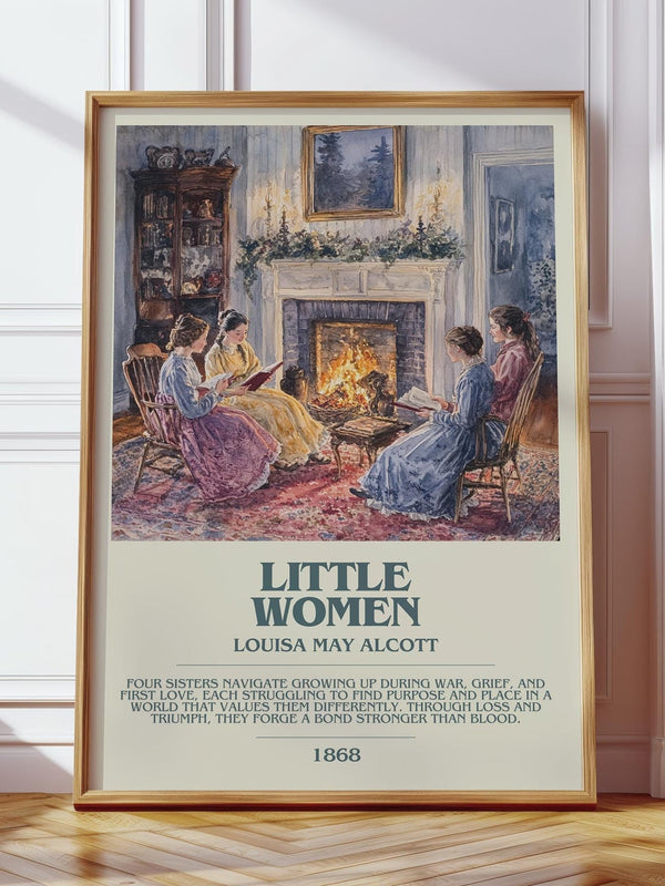 Little Women bookish print in frame leaning in hallway – classic literature wall art