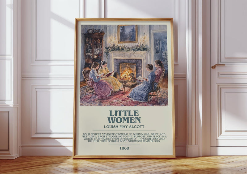 Little Women bookish print in frame leaning in hallway – classic literature wall art