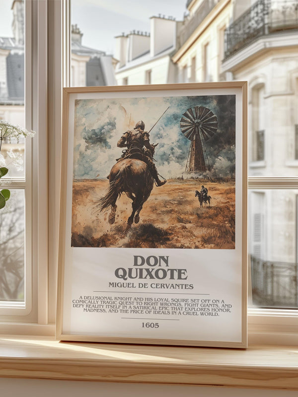 Don Quixote bookish print framed by window – literary home decor