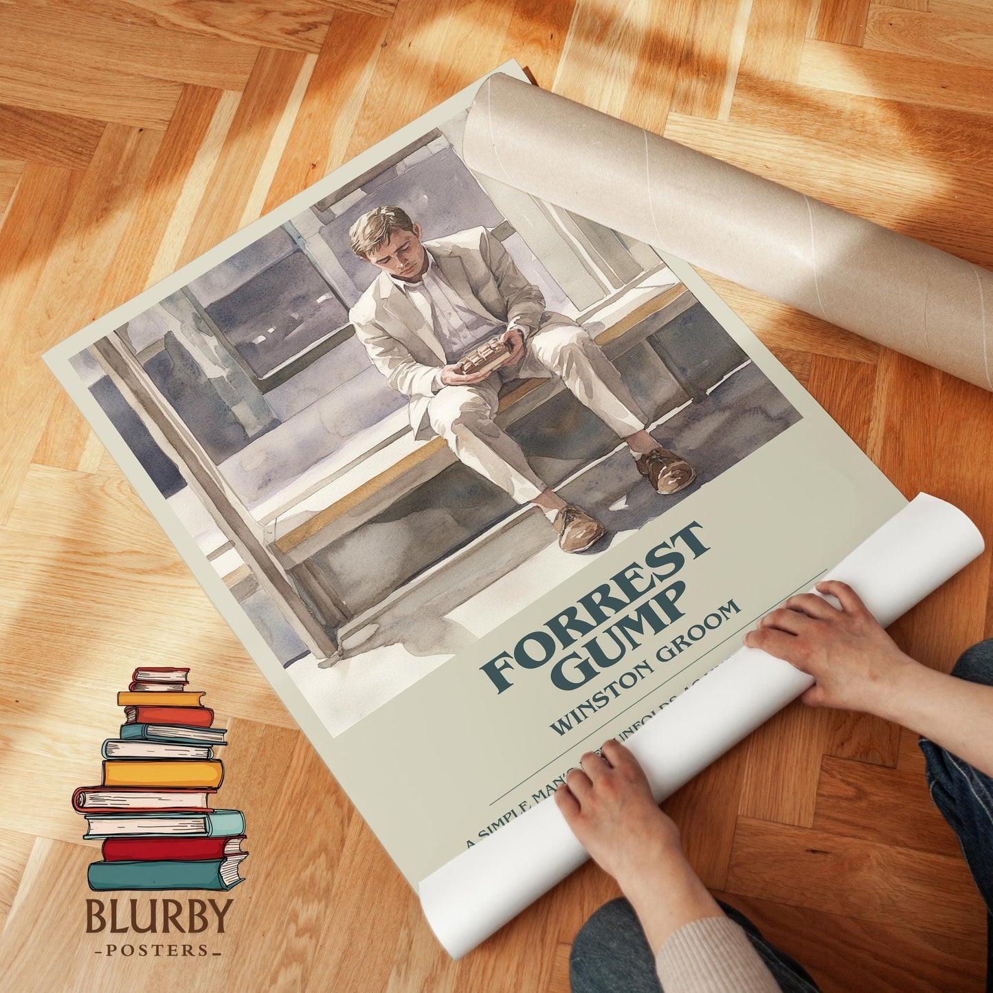 Forrest Gump book poster packaging – museum-quality print rolled in protective tube
