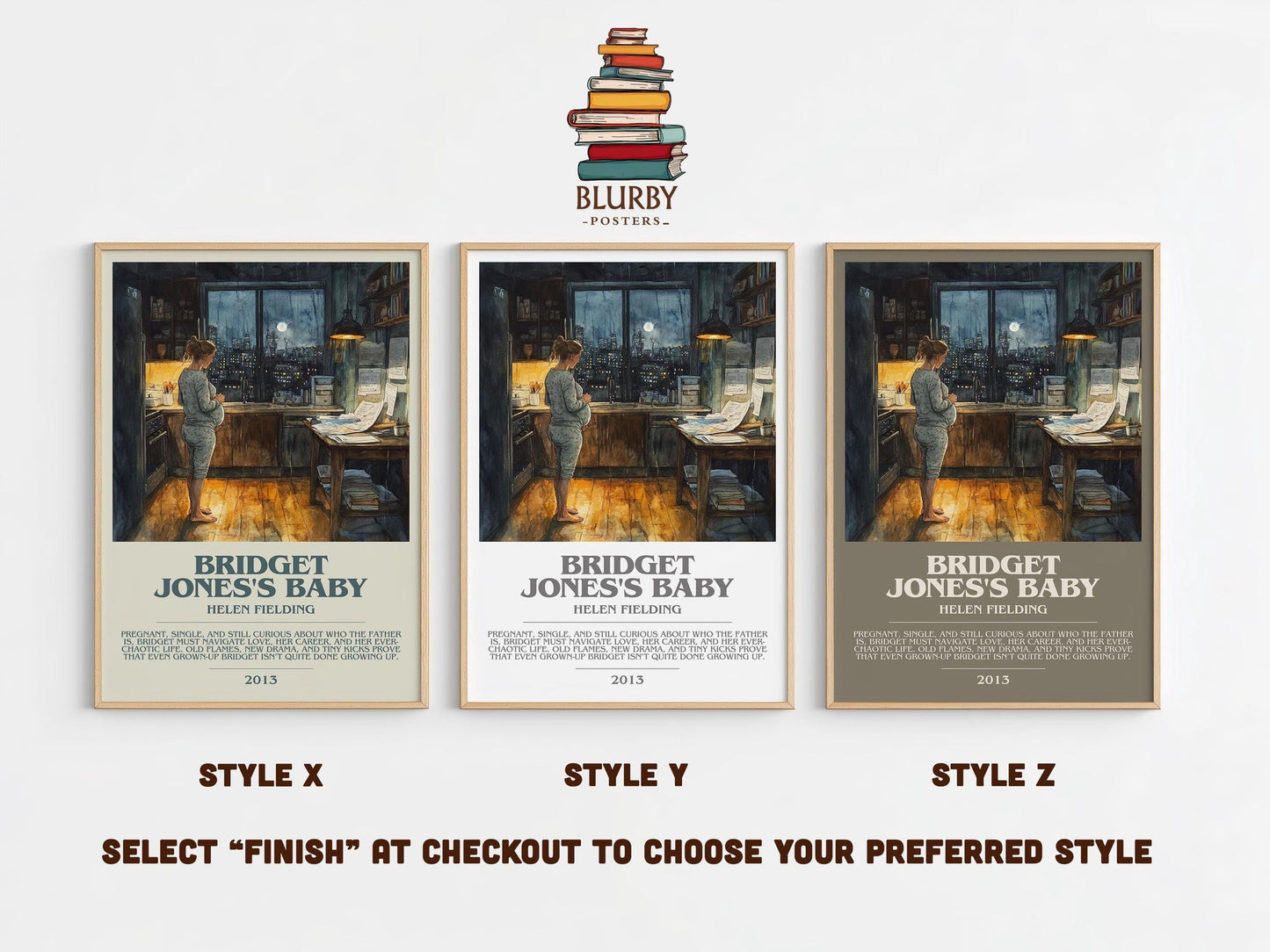Bridget Jones's baby bookish poster colour and style options – Helen Fielding book art