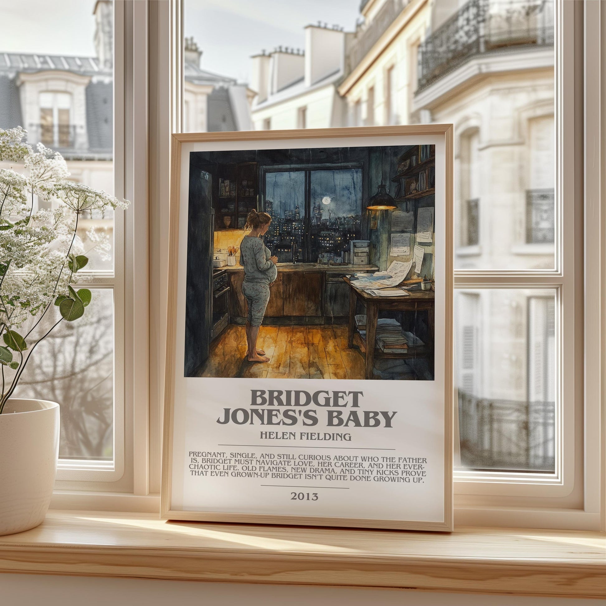 Bridget Jones's baby bookish print framed by window – literary home decor