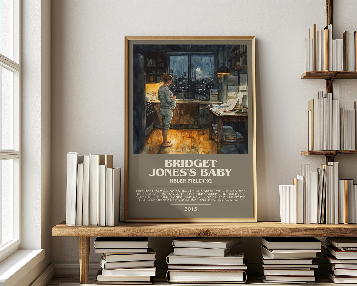 Bridget Jones's baby bookish print on bookshelf – Helen Fielding fan gift