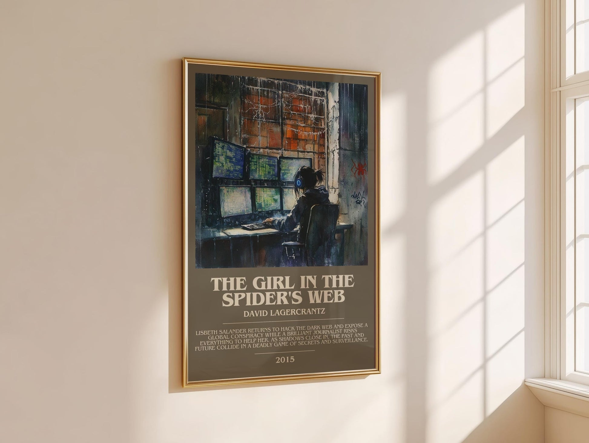 The Girl In The Spider's Web bookish book poster framed on wall – thriller wall art