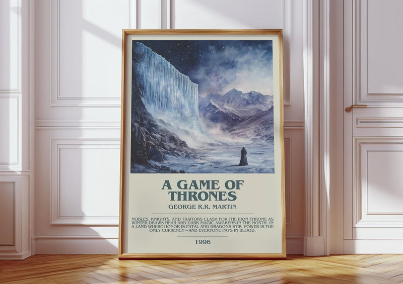 A Game Of Thrones bookish print in frame leaning in hallway – fantasy wall art
