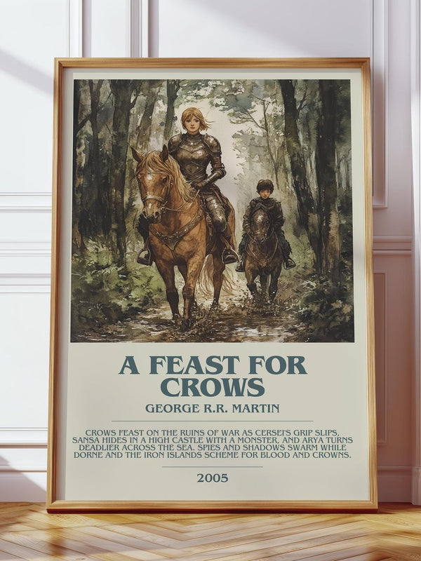 A Feast For Crows bookish print in frame leaning in hallway – fantasy wall art
