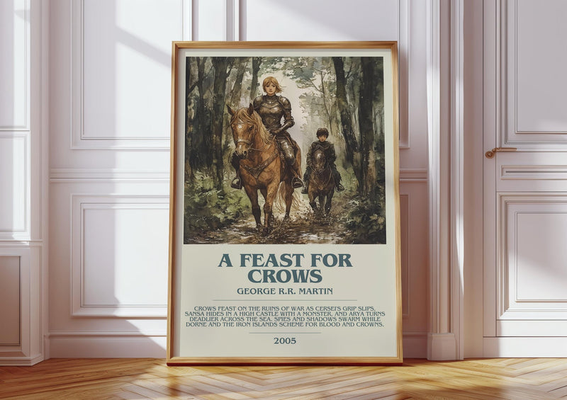 A Feast For Crows bookish print in frame leaning in hallway – fantasy wall art