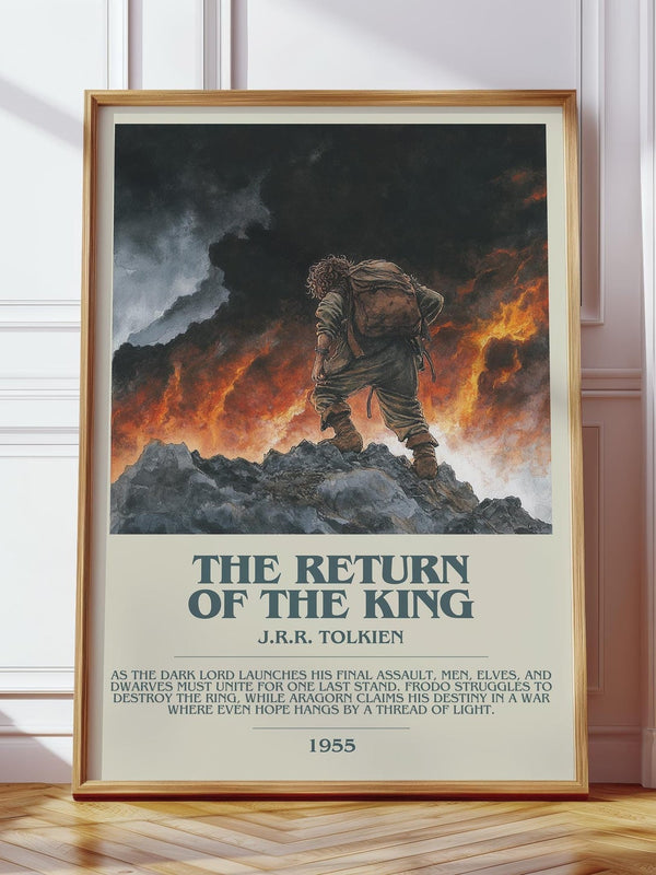 The Return Of The King bookish print in frame leaning in hallway – fantasy wall art