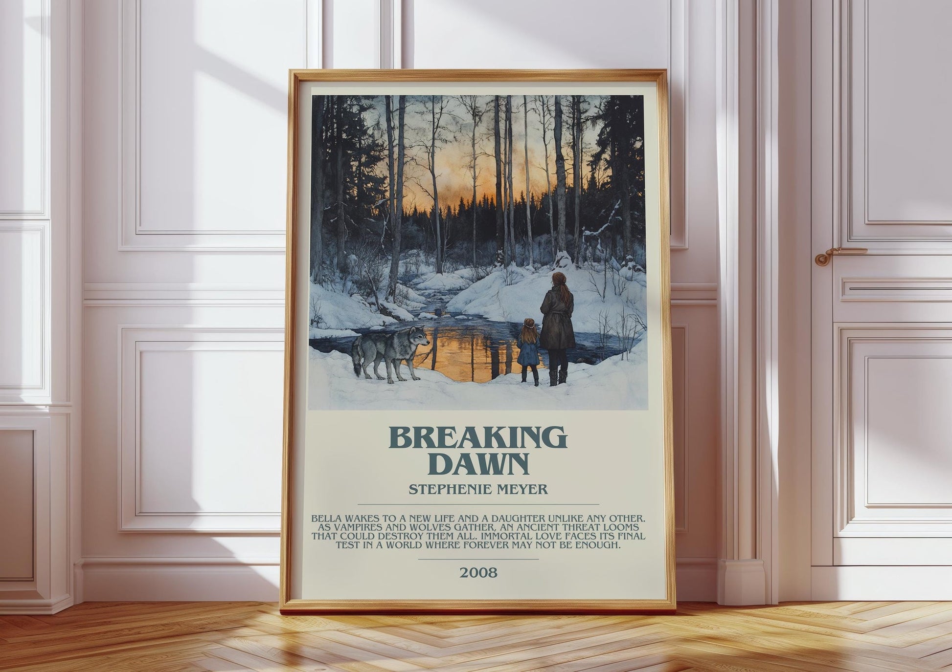 Breaking Dawn bookish print in frame leaning in hallway – romance wall art