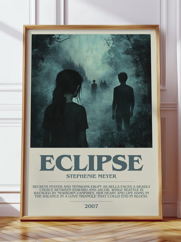 Eclipse bookish print in frame leaning in hallway – young adult wall art
