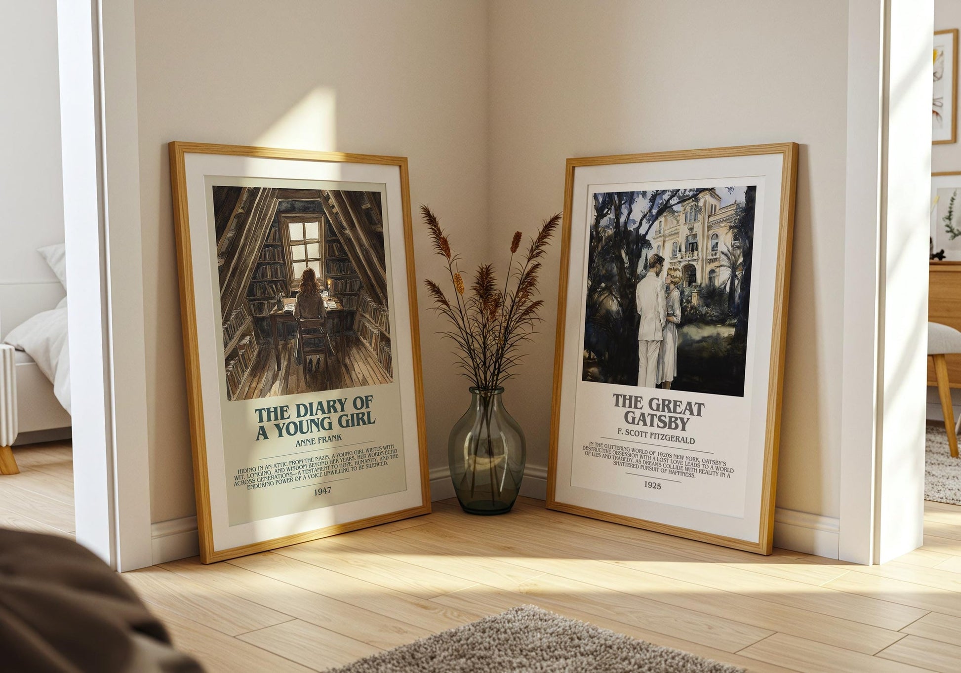The Diary Of A Young Girl bookish poster paired in gallery wall – literary art prints
