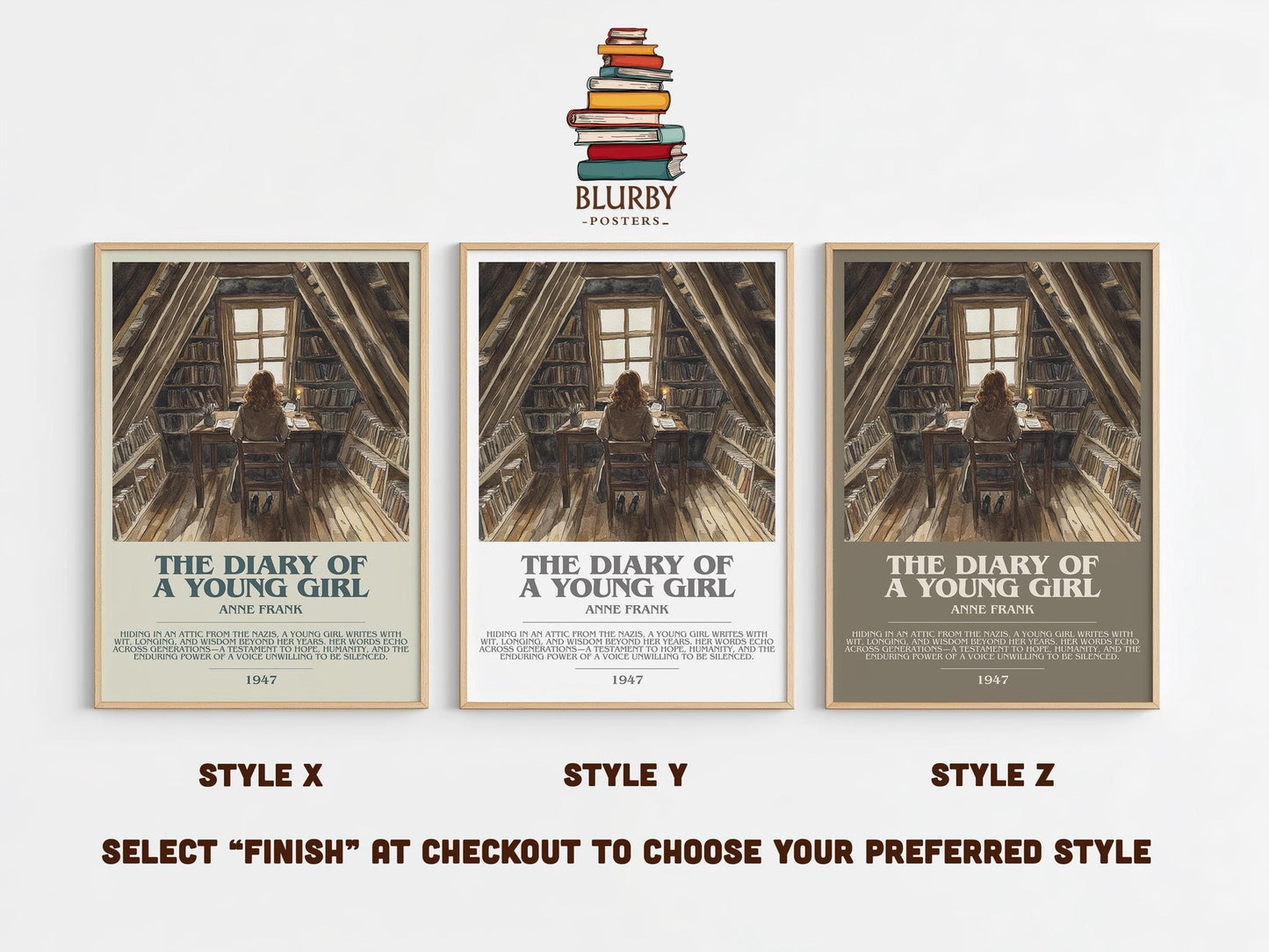 The Diary Of A Young Girl bookish poster colour and style options – Anne Frank book art