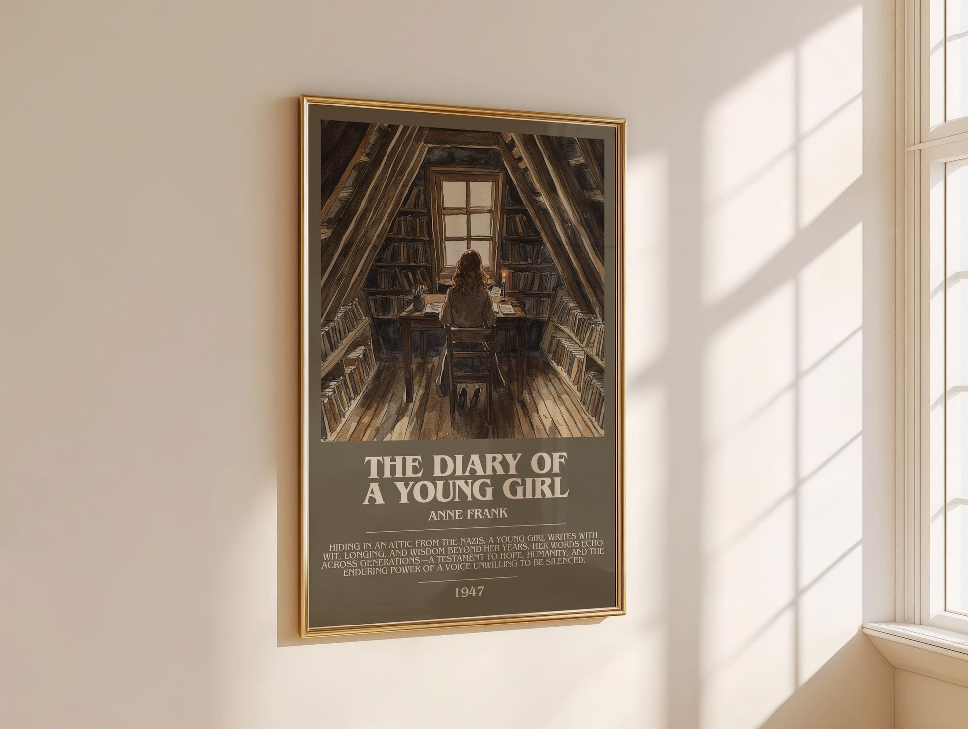 The Diary Of A Young Girl bookish book poster framed on wall – memoir wall art