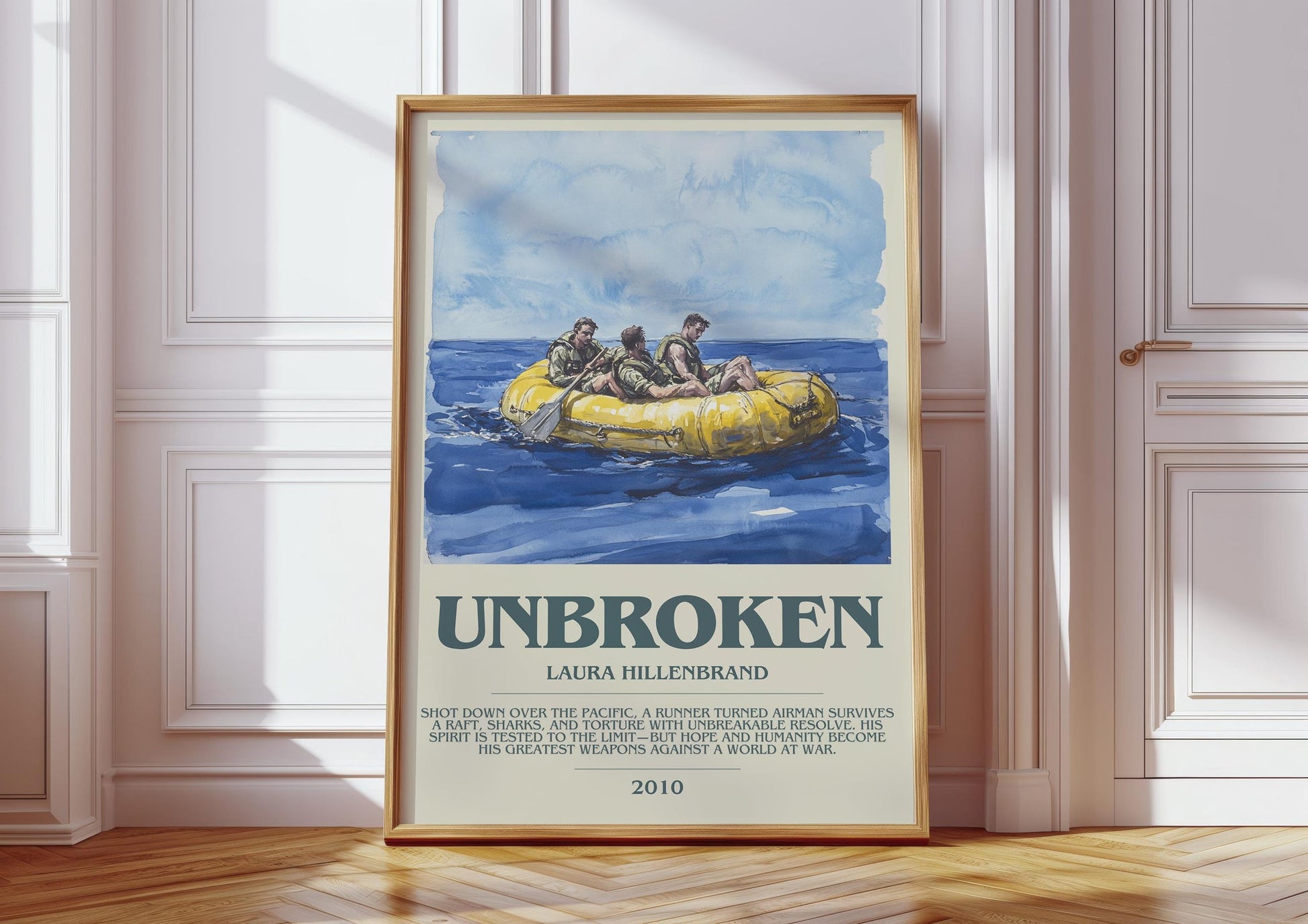 Unbroken bookish print in frame leaning in hallway – non fiction wall art