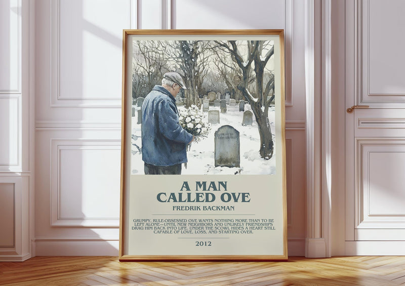 A Man Called Ove bookish print in frame leaning in hallway – coming of age wall art