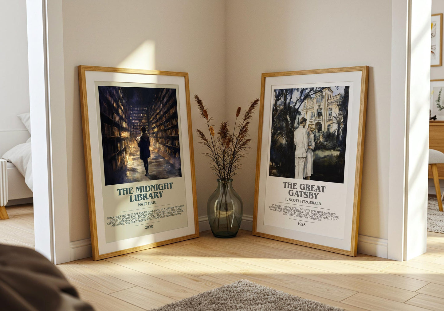 The Midnight Library bookish poster paired in gallery wall – literary art prints