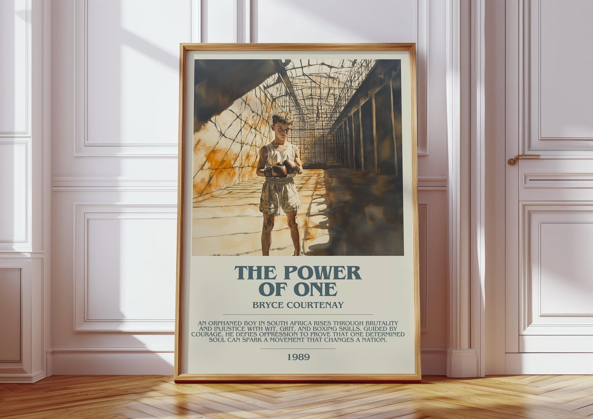 The Power of One bookish print in frame leaning in hallway – classic literature wall art