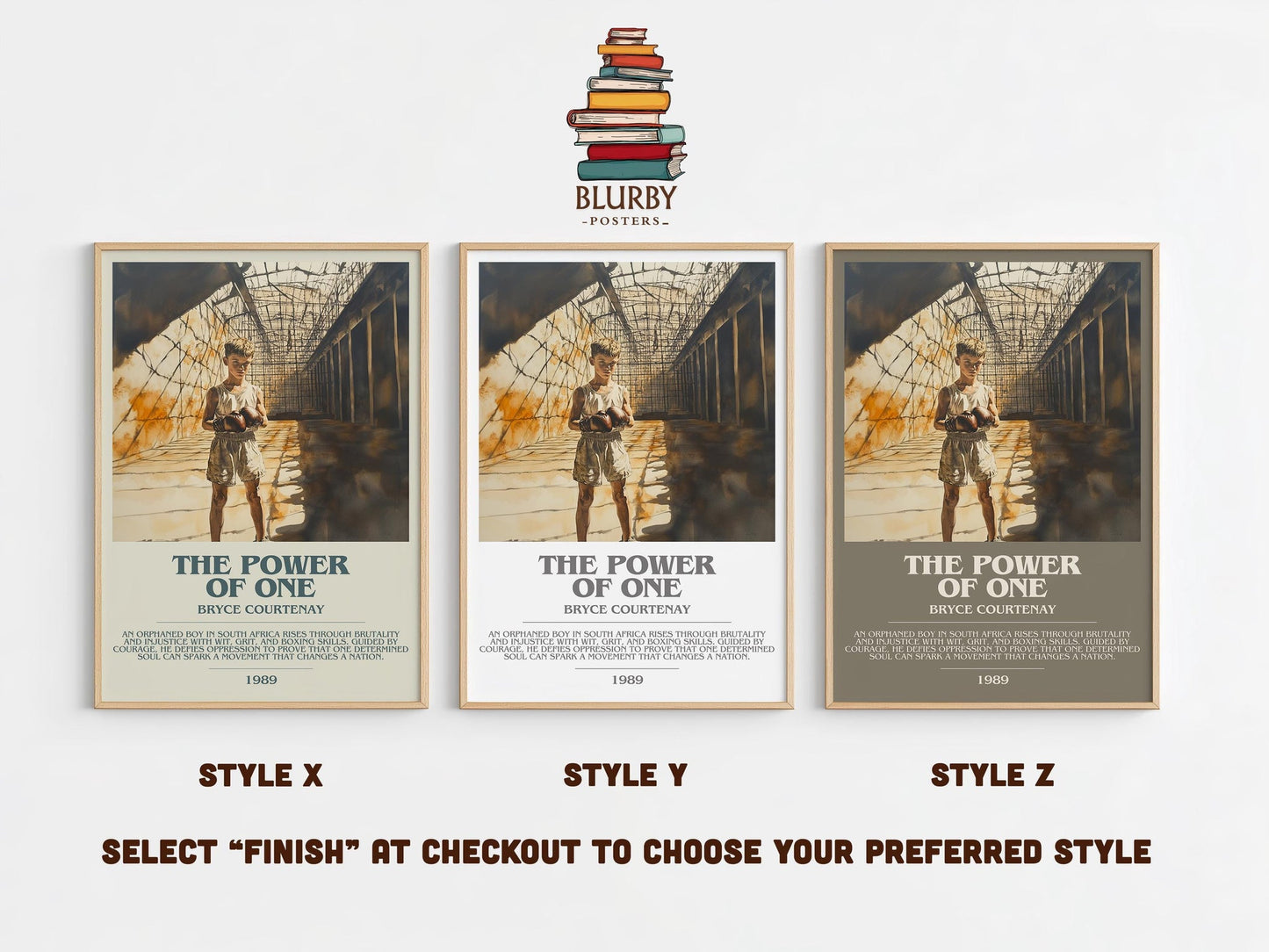 The Power of One bookish poster colour and style options – Bryce Courtenay book art