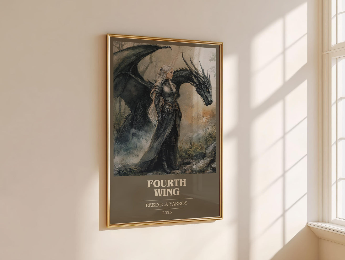 Fourth Wing by Rebecca Yarros Descriptive Poster Print. Free Delivery Wall Art Author & Blurb Book Artwork Novel