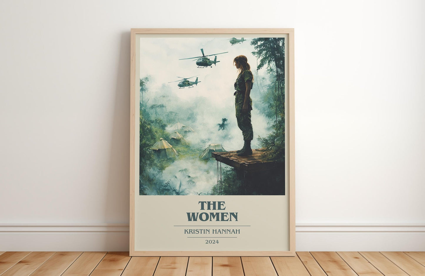 The Women book cover print in frame leaning in hallway – historical fiction wall art