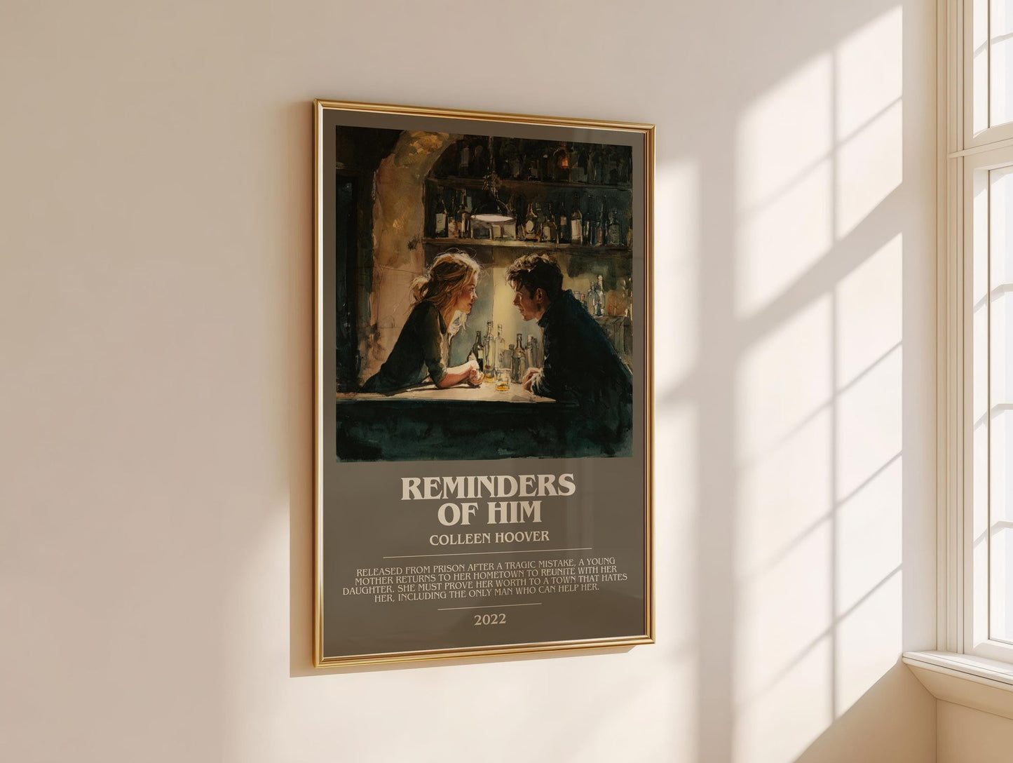 Reminders of Him bookish book poster framed on wall – romance wall art