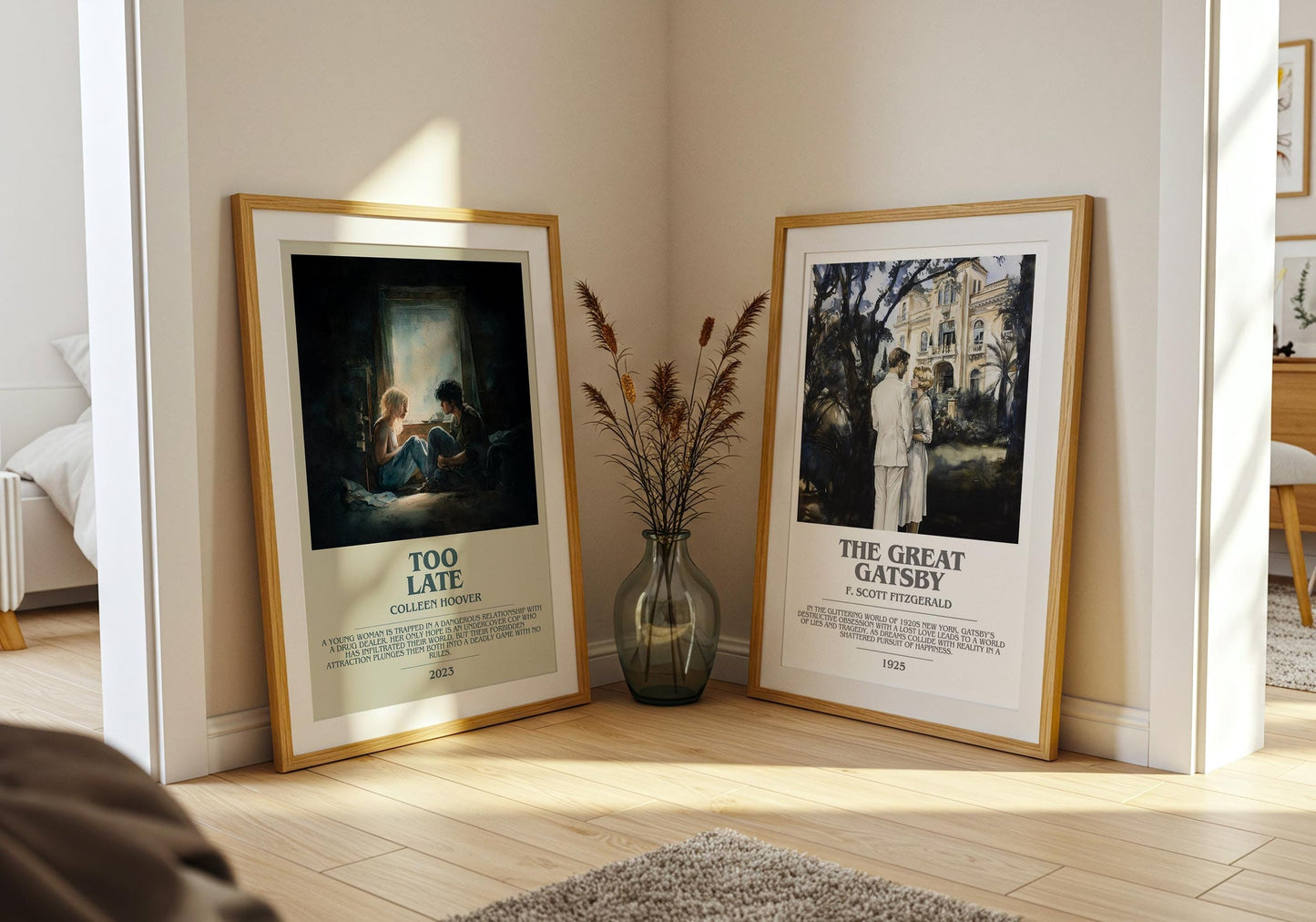 Too late bookish poster paired in gallery wall – literary art prints