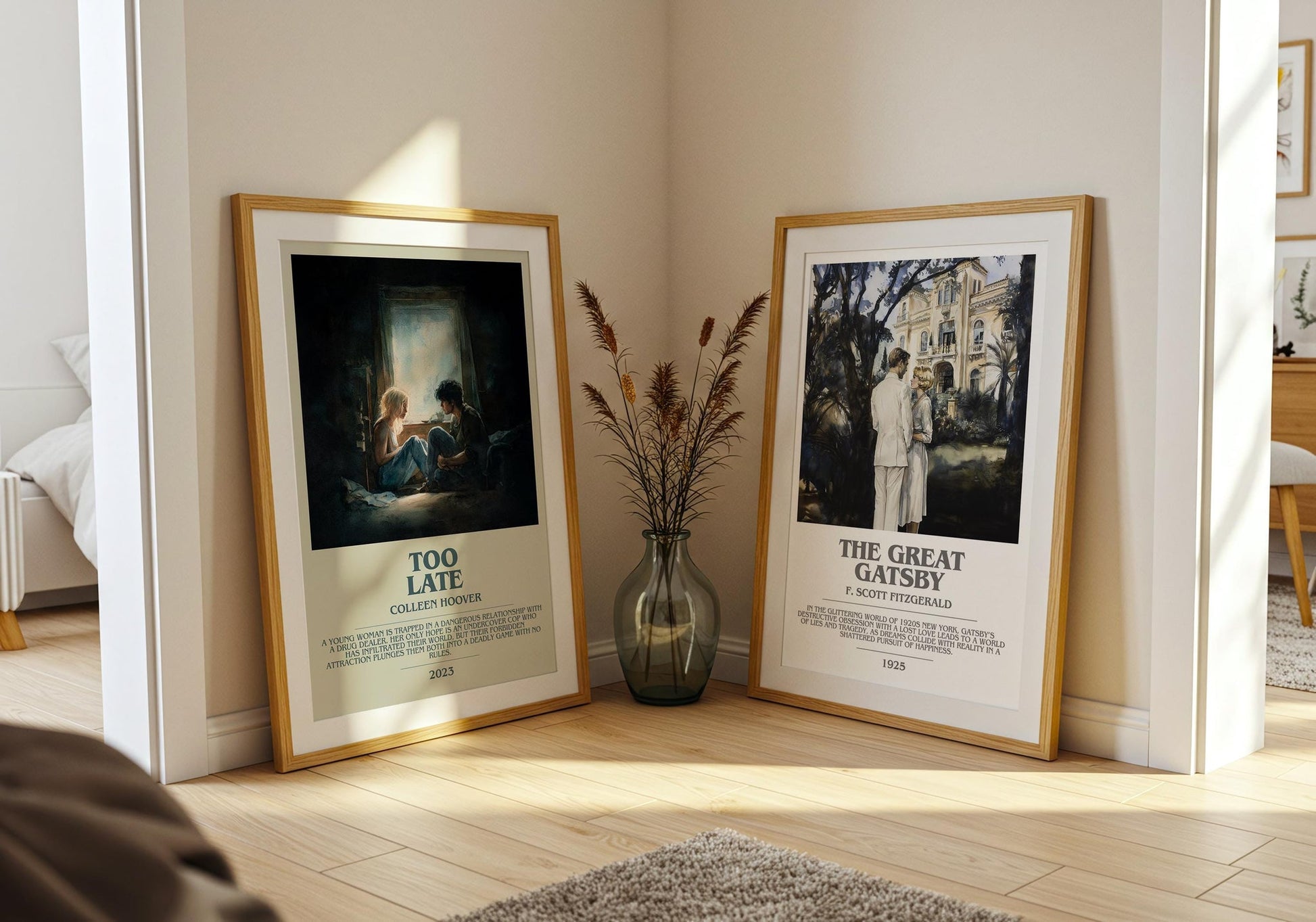 Too late bookish poster paired in gallery wall – literary art prints