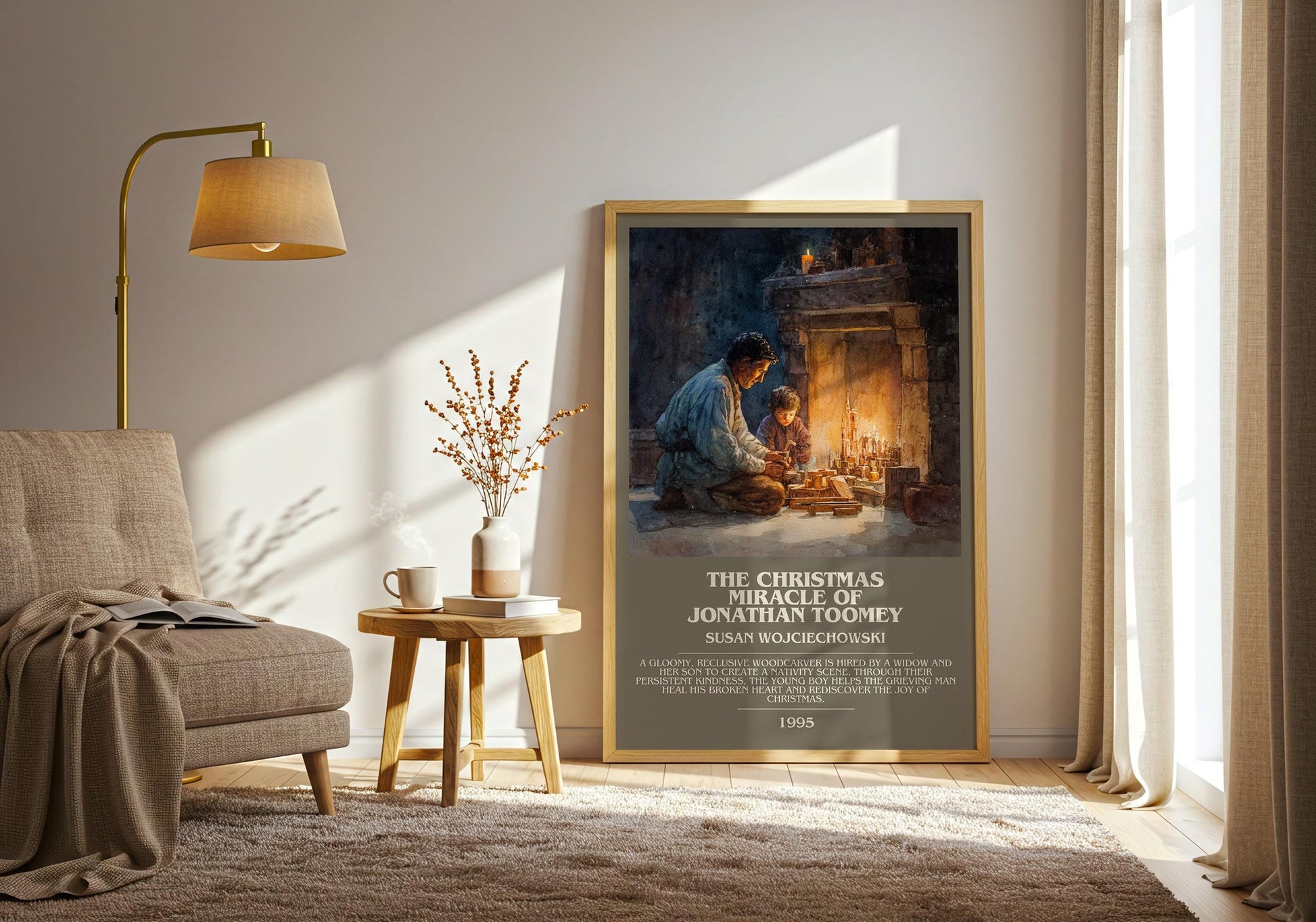 The Christmas Miracle of Jonathan Toomey bookish print on bookshelf – Susan Wojciechowski fan gift