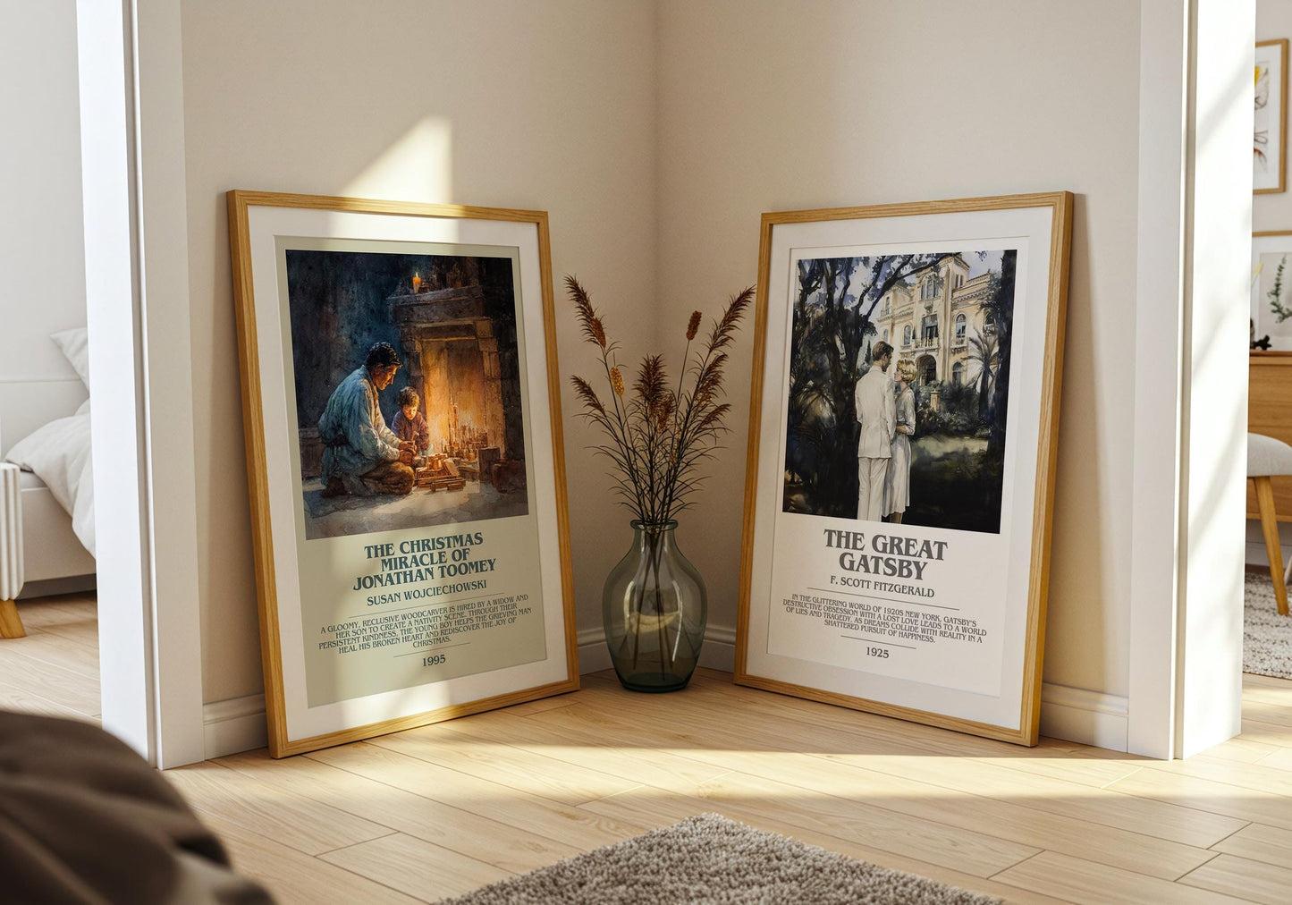 The Christmas Miracle of Jonathan Toomey bookish poster paired in gallery wall – literary art prints